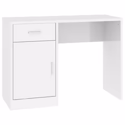 vidaXL Scrivania Cassetto Bianco Lucido 100x40x73cm Legno Multistrato - Vista aggiuntiva 2