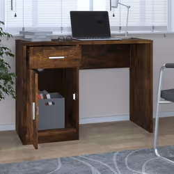 vidaXL Scrivania Cassetto rovere fumo 100x40x73cm Legno Multistrato - Vista aggiuntiva 3
