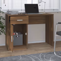 vidaXL Scrivania Cassetto rovere marrone 100x40x73cm Legno Multistrato - Vista aggiuntiva 3
