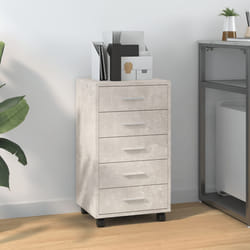 vidaXL Cassettiera con Ruote Grigio Cemento in Legno Multistrato