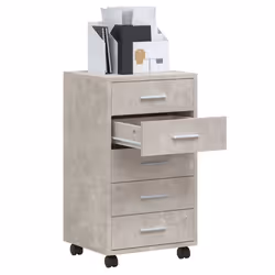 vidaXL Cassettiera con Ruote Grigio Cemento in Legno Multistrato - Vista aggiuntiva 3
