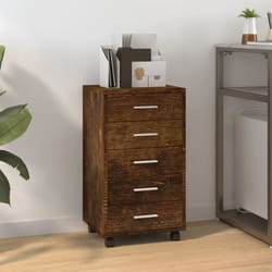 vidaXL Cassettiera con Ruote rovere fumo in Legno Multistrato