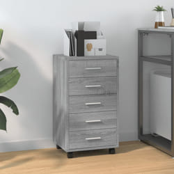 vidaXL Cassettiera con Ruote grigio sonoma in Legno Multistrato