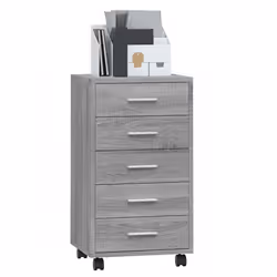 vidaXL Cassettiera con Ruote grigio sonoma in Legno Multistrato - Vista aggiuntiva 3