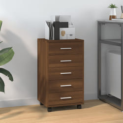 vidaXL Cassettiera con Ruote rovere marrone in Legno Multistrato