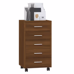 vidaXL Cassettiera con Ruote rovere marrone in Legno Multistrato - Vista aggiuntiva 3