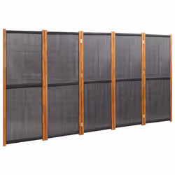 vidaXL Paravento a 5 Pannelli Nero 350x180 cm - Vista aggiuntiva 2