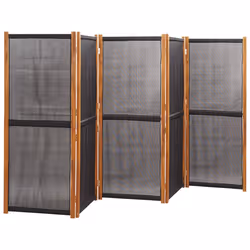 vidaXL Paravento a 5 Pannelli Nero 350x180 cm - Vista aggiuntiva 3