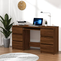 Scrivania da Studio, Tavolo Porta pc per Computer Rovere Marrone 140x50x77 cm in Legno Multistrato Vidaxl