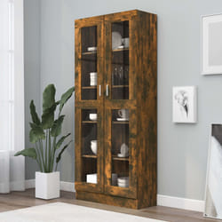 vidaXL Mobile Vetrina Rovere Fumo 82,5x30,5x185,5 cm Legno Multistrato