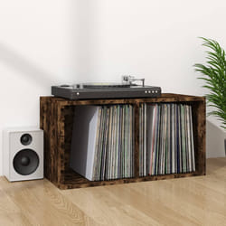 vidaXL Contenitore per Vinili Rovere Fumo 71x34x36cm Legno Multistrato