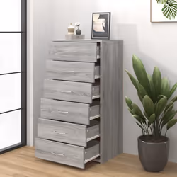 vidaXL Credenza 6 Cassetti Grigio Sonoma 50x34x96 cm Legno Multistrato - Vista aggiuntiva 3