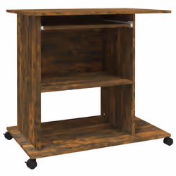 vidaXL Scrivania per Computer Rovere Fumo 80x50x75cm Legno Multistrato - Vista aggiuntiva 2