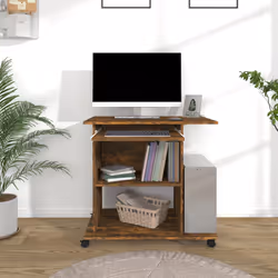 vidaXL Scrivania per Computer Rovere Fumo 80x50x75cm Legno Multistrato - Vista aggiuntiva 3