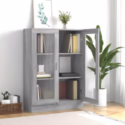 vidaXL Mobile Vetrina Grigio Sonoma 82,5x30,5x115 cm Legno Multistrato - Vista aggiuntiva 3