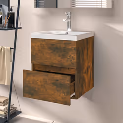 vidaXL Mobile Lavabo Rovere Fumo 41x38,5x45 cm in Legno Multistrato - Vista aggiuntiva 3