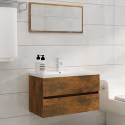 vidaXL Mobile Sottolavabo Rovere Fumo 80x38,5x45 cm Legno Multistrato - Vista aggiuntiva 3