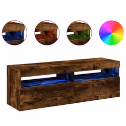 vidaXL Mobili Porta TV con Luci LED 2 pz Rovere Fumo 60x35x40 cm - Vista aggiuntiva 2