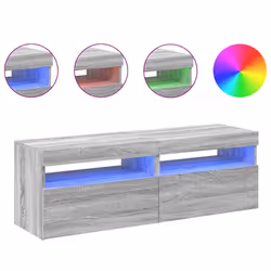 vidaXL Mobili TV con Luci LED 2 pz Grigio Sonoma 60x35x40 cm - Vista aggiuntiva 2