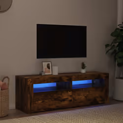 vidaXL Mobile Porta TV con Luci LED Rovere Fumo 120x35x40 cm - Vista aggiuntiva 3