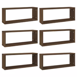 vidaXL Mensole Cubo Muro 6pz Rovere Marrone 60x15x23 cm in Multistrato - Vista aggiuntiva 2
