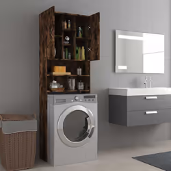vidaXL Mobile per Lavatrice Rovere Fumo 64x25,5x190 cm - Vista aggiuntiva 3