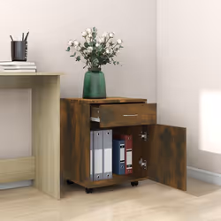 vidaXL Armadietto con Ruote Rovere Fumo 45x38x54 cm Legno Multistrato - Vista aggiuntiva 3