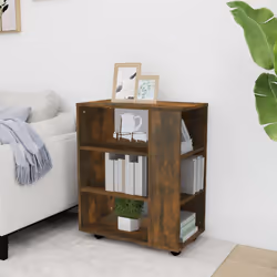 vidaXL Armadietto con Ruote Rovere Fumo 60x35x75 cm Legno Multistrato - Vista aggiuntiva 3