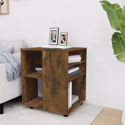 vidaXL Armadietto con Ruote Rovere Fumo 60x53x72 cm Legno Multistrato - Vista aggiuntiva 3