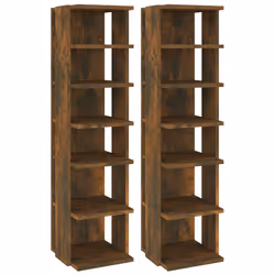 vidaXL Scarpiere 2 pz Rovere Fumo 27,5x27x102 cm in Legno Multistrato - Vista aggiuntiva 2