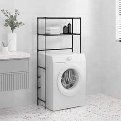 Rastrelliera da Lavatrice 2 ripiani 69x28x143cm in Ferro salvaspazio vari colori colore: Nero