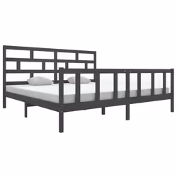 vidaXL Giroletto Grigio in Legno Massello di Pino 200x200 cm - Vista aggiuntiva 2