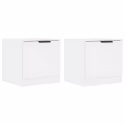 vidaXL Comodini 2 pz Bianco Lucido 40x39x40 cm - Vista aggiuntiva 2