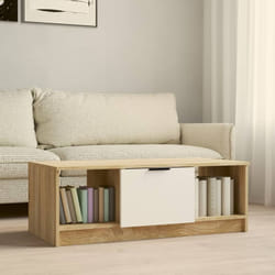 Tavolino, Tavolino da Salotto Bianco e Rovere Sonoma 102x50x36 cm Legno Multistrato Vidaxl
