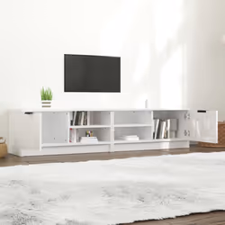 vidaXL Mobili Porta TV 2pz Bianco Lucido 80x35x45 cm Legno Multistrato - Vista aggiuntiva 3