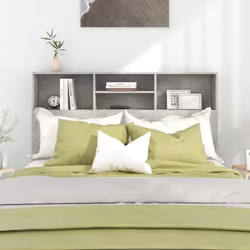 vidaXL Testiera con Scomparti Grigio Cemento 140x19x103,5 cm - Vista aggiuntiva 3
