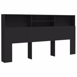 vidaXL Testiera con Contenitore Nero 200x19x103,5 cm - Vista aggiuntiva 2