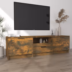 vidaXL Mobile TV Rovere Fumo 140x35x40 cm in Legno Ingegnerizzato - Vista aggiuntiva 3
