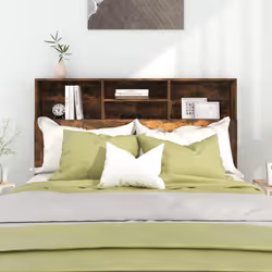 vidaXL Testiera con Scomparti Rovere Fumo 140x19x103,5 cm - Vista aggiuntiva 3