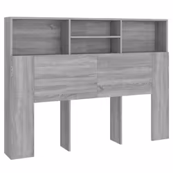 vidaXL Testiera con Scomparti Grigio Sonoma 140x19x103,5 cm - Vista aggiuntiva 2