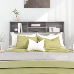 vidaXL Testiera con Scomparti Grigio Sonoma 140x19x103,5 cm - Vista aggiuntiva 3