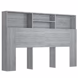 vidaXL Testiera con Scomparti Grigio Sonoma 160x19x103,5 cm - Vista aggiuntiva 2