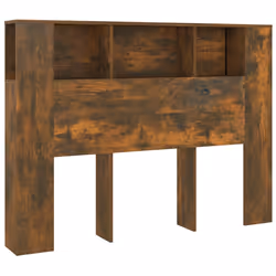 vidaXL Testiera con Scomparti Rovere Fumo 140x18,5x104,5 cm - Vista aggiuntiva 2