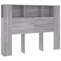 vidaXL Testiera con Scomparti Grigio Sonoma 140x18,5x104,5 cm - Vista aggiuntiva 2