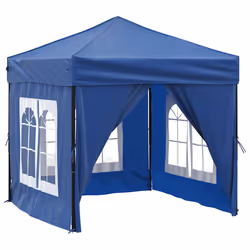 vidaXL Tenda per Feste Pieghevole con Pareti Laterali Blu 2x2 m - Vista aggiuntiva 2