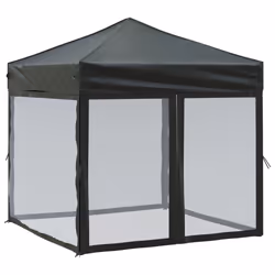 vidaXL Tenda per Feste Pieghevole con Pareti Laterali Nero 2x2 m - Vista aggiuntiva 2