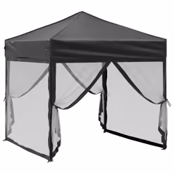 vidaXL Tenda per Feste Pieghevole con Pareti Laterali Nero 2x2 m - Vista aggiuntiva 3