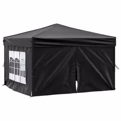 vidaXL Tenda per Feste Pieghevole con Pareti Laterali Nero 3x3 m - Vista aggiuntiva 2