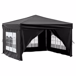 vidaXL Tenda per Feste Pieghevole con Pareti Laterali Nero 3x3 m - Vista aggiuntiva 3