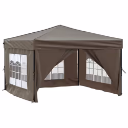vidaXL Tenda per Feste Pieghevole con Pareti Laterali Tortora 3x3 m - Vista aggiuntiva 3